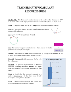 TEACHER MATH VOCABULARY RESOURCE GUIDE