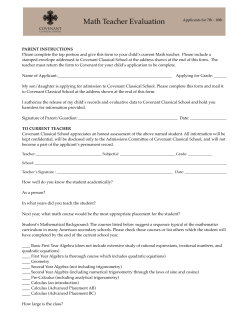 Math Teacher Evaluation - Covenant Classical School