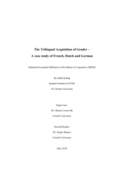The Trilingual Acquisition of Gender &ndash; A case study of French, Dutch
