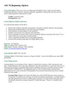 ASC 92 Beginning Algebra - Dakota College at Bottineau