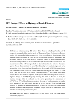H/D Isotope Effects in Hydrogen Bonded Systems