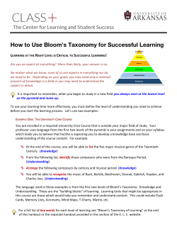 How to use Bloom`s Taxonomy