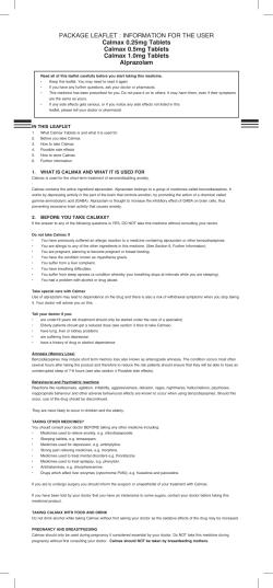INFORMATION FOR THE USER Calmax 0.25mg
