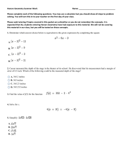Honors Geometry Summer Work Name: Please complete each of
