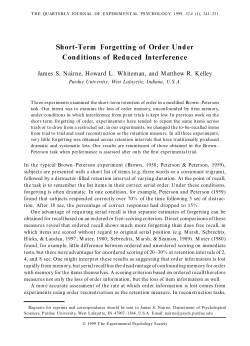Short-Term Forgetting of Order Under Conditions of Reduced
