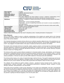 110 000 Library Archive Policy - Columbia International University