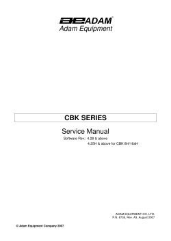 Adam Equipment CBK SERIES Service Manual