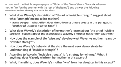 In pairs read the first three paragraphs of &ldquo;Rules of the Game&rdquo; (from
