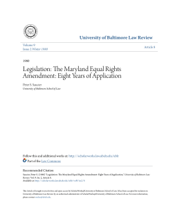 Legislation: The Maryland Equal Rights Amendment