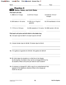 Practice C Ratios, Rates, and Unit Rates 7-2