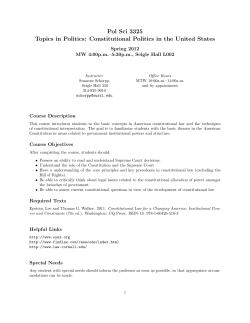 Pol Sci 3325 Topics in Politics: Constitutional Politics in the United