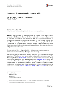 Nash was the first to axiomatize expected utility