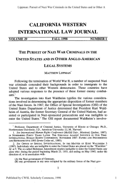 Pursuit of Nazi War Criminals in the United States and in Other