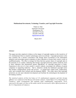 Multinational Investments, Technology Transfers, and Copyright
