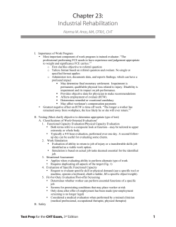 Chapter 23: Industrial Rehabilitation