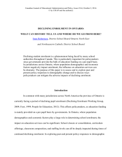 DECLINING ENROLMENT IN ONTARIO: WHAT CAN HISTORY