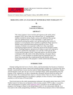 MEDIATING COPS: AN ANALYSIS OF VIEWER REACTION TO