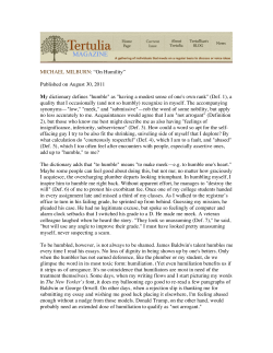 MICHAEL MILBURN: &ldquo;On Humility&rdquo; Published on August 30, 2011