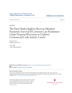 The Payor Bank`s Right to Recover Mistaken Payments