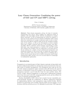 Lazy Clause Generation - University of Melbourne