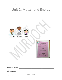 Unit 2: Matter and Energy