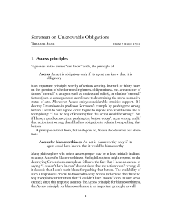 Sorensen on Unknowable Obligations