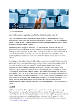 JS Group Press Release John Smith`s website recognised as one of
