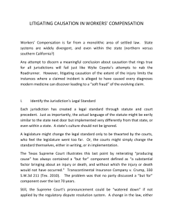 Litigating Causation In Workers` Compensation