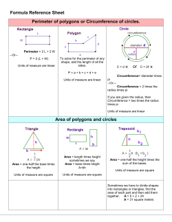 Reference sheet: Formulas