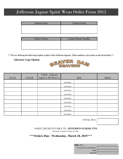 Jefferson Jaguar Spirit Wear Order Form 2015