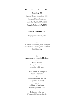 Thomas Merton: Taoist and Poet Workshop W8 Patricia Roberts, MA
