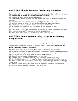 ANSWERS: Simple Sentence Combining Worksheet ANSWERS