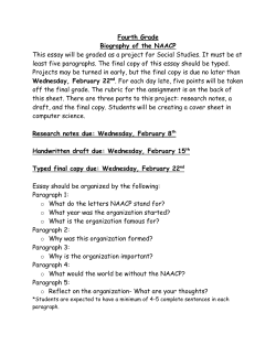 Fourth Grade Biography of the NAACP This essay will be graded as