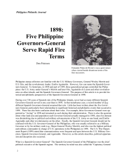 Five Philippine Governors-General Serve Rapid Fire Terms