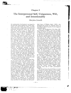 The Interpersonal Self, Uniqueness, Will, and Intentionality