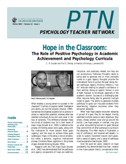 Hope in the Classroom: - American Psychological Association