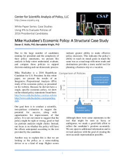 Mike Huckabee`s Economic Policy - Center for Scientific Analysis of