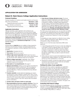Robert D. Clark Honors College Application Instructions
