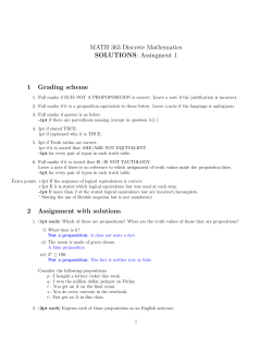 MATH 363 Discrete Mathematics SOLUTIONS: Assingment 1 1