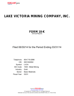 lake victoria mining company, inc.
