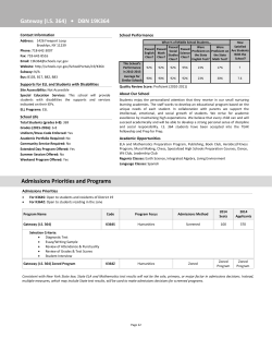 Gateway (IS 364) &bull; DBN 19K364 Admissions Priorities