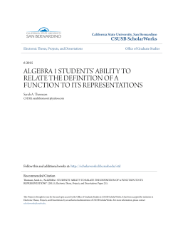 algebra 1 students` ability to relate the definition of a function to its