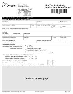 First Time Application for Funding Home Oxygen TherapyPlease