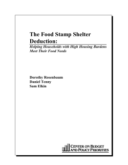 The Food Stamp Shelter Deduction - Center on Budget and Policy