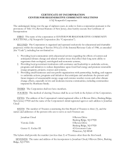 CERTIFICATE OF INCORPORATION CENTER FOR