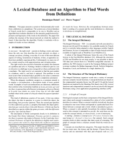 A Lexical Database and an Algorithm to Find Words from Definitions