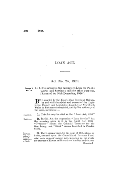 LOAN ACT. Act No. 25, 1926.