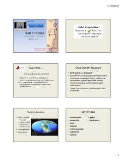 PLATE TECTONICS Questions &hellip; Ohio Content Standard Today`s