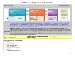 ELA Curriculum Map for Fourth Grade 2012-2013