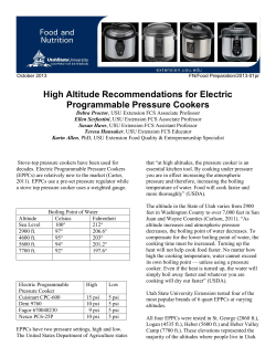 High Altitude Recommendations for electric Programmable Pressure